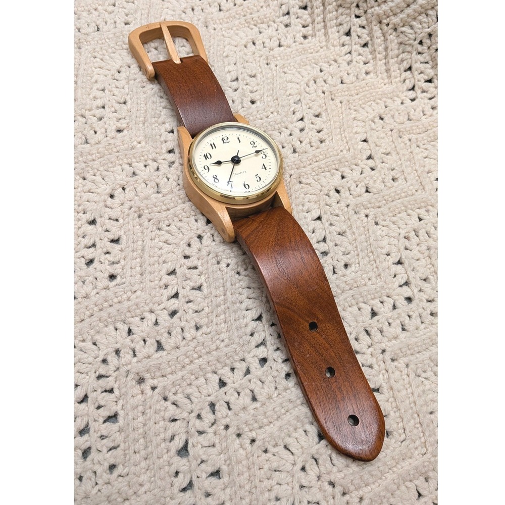Handcrafted Wooden Quartz Watch Two Tone Natural Wood Grain Artisan Timepiece